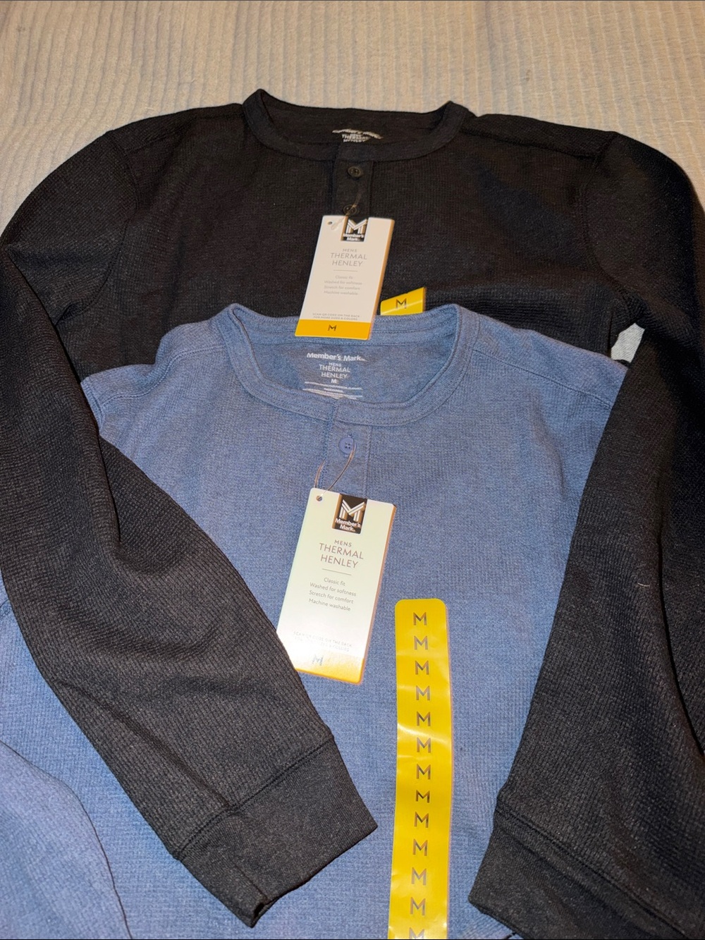 Member’s Mark Men's Long Sleeve Thermal Henley - Black & Blue